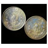 AU 1921 P & D Morgan Silver Dollars