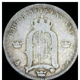 1881 Sweden .60 Silver 50 Öre Brödrafolkens Väl, 268k Mintage, KM# 740