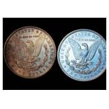 (2) XF+ Philly Morgan Dollars, 1885 Unaltered + Cleaned 1892