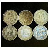 Collection of British Empire Silver Six Pence Coins