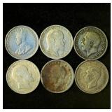 Collection of British Empire Silver Six Pence Coins