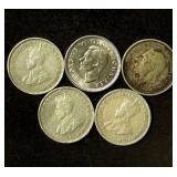 Collection of British Empire Silver 3 Pence Coins incl AU 1937