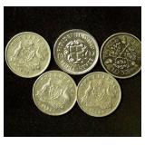 Collection of British Empire Silver 3 Pence Coins incl AU 1937