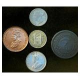 Collection of (5) Tougher Find World Coins, Some Silver (see Description)