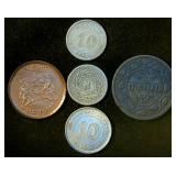 Collection of (5) Tougher Find World Coins, Some Silver (see Description)