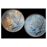 (2) Common Date Peace Dollars