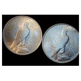 (2) Common Date Peace Dollars