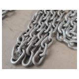 Lot of (2) Galvanized Steel Chains 3/8'x1.75'x1' (outide) x 7' and 10'