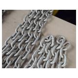 Lot of (2) Galvanized Steel Chains 3/8'x1.75'x1' (outide) x 7' and 10'