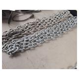 Lot of (2) Galvanized Steel Chains 3/8'x1.75'x1' (outide) x 10'