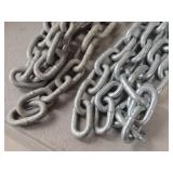 Lot of (2) Galvanized Steel Chains 3/8'x1.75'x1' (outide) x 10'