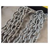 Lot of (2) Galvanized Steel Chains 3/8'x1.75'x1' (outide) x 10'