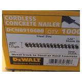 Lot of (9 Boxes) DeWalt® Steel Zinc Cordless Concrete Nailer DCN8910680 1000-count ( 9000 total items ) .120'x.680'