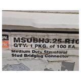 Lot of (1 Bucket / 100) Simpson Strong Tie Medium Duty Structural Stud Bridging Connector MSUBH3.25-R100