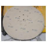 Lot of (59) Drywall Sanding Discs - Norton P180-grit Hook & Loop (x11), Norton P220-grit Hook & Loop (x18), DeWalt P120 Hook & Loop (x6), DeWalt 9' 120-grit Mesh (x24)