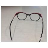 J. P. Rey PA037 Eyeglasses - Distintive Cat Eye Shape with Red Top Bar and Black & White Pattern - 0030 47-18-140