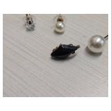 (3) Assorted Earrings (no set) and (2) Broach Pins
