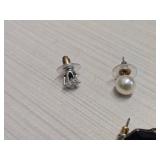 (3) Assorted Earrings (no set) and (2) Broach Pins