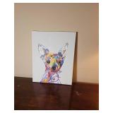 Colorful Oil on Canvas Chihuahua Dog Portrait