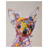 Colorful Oil on Canvas Chihuahua Dog Portrait