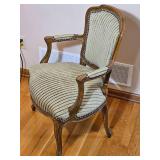 Carved Frame Louis XV Accent Chair Stripped Upholstery