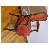Carved Frame Louis XV Accent Chair Corduroy Upholstery