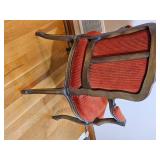 Carved Frame Louis XV Accent Chair Corduroy Upholstery