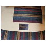 Short Back Queen Anne Wingback Chair Pairing with Stripped Upholstery