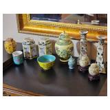 Collection of Colorful Oriental Ginger Jars and Dcor Vase