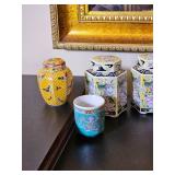 Collection of Colorful Oriental Ginger Jars and Dcor Vase