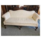 Ivory Damask Upholstery Henredon Chippendale Sofa