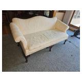 Ivory Damask Upholstery Henredon Chippendale Sofa