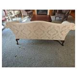 Ivory Damask Upholstery Henredon Chippendale Sofa