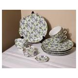 Lefton Violet Chintz Snack Set (Four Places)