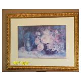Impressionist White Rose Still Life in Guilt Regency Frame
