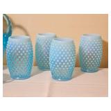 Fenton Blue Opalescent Pitcher and Glasses Set (8 Count)