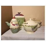 Pfaltzgraff Unique Service Pieces ( Cookie Jar, Lidded Bowl, Coffee Set, Gravy Boat)