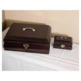Elegant Mahogany Tone Jewelry Box Set