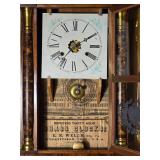 Antique E N Welch Shelf Clock with Reverse Painted Glass