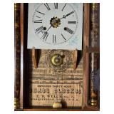 Antique E N Welch Shelf Clock with Reverse Painted Glass