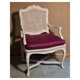 French Provincial Style Cane Back Accent Armchair