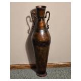 Large Decorative Metal Floor Vase Urn with Dual Handles Height: 28'