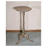 Carved Wood Pedestal Accent Table with Tripod Base
