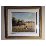 Signed Limited Edition Print of Children in Autumn Landscape - A. Selving