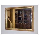 Large Decorative Gold Tone Framed Wall Mirror with Rope Detail