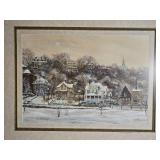 Framed St. Paul Winter Village Landscape Print Signed Artwork