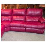 Red Leather Sectional Reclining Sofa with Corner Configuration
