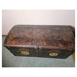 Antique 19th c. Scandinavian Folk Art Dome Top Wood Trunk