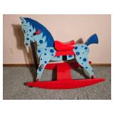 Vintage Wooden Rocking Horse with Hand Painted Details
