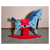 Vintage Wooden Rocking Horse with Hand Painted Details